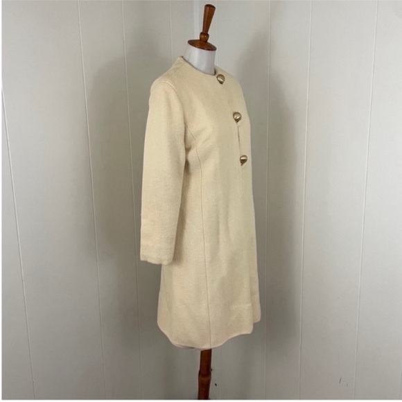 Vintage Set Womens Sleeveless Crew Neck Shift Dress Women’s M‎ Ivory Over Coat - Picture 5 of 14
